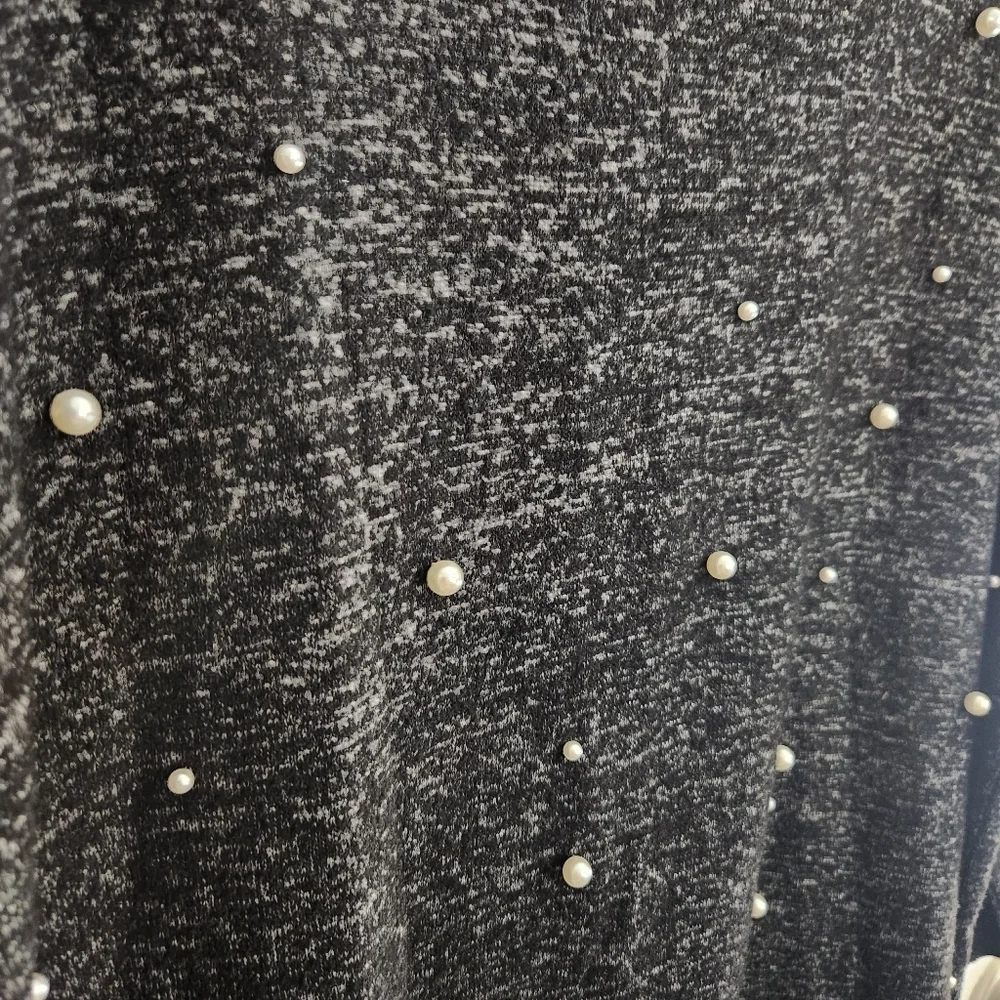 Chelsea & Theodore pearl embellished sweater 3/4 sleeve artsy glam women Large